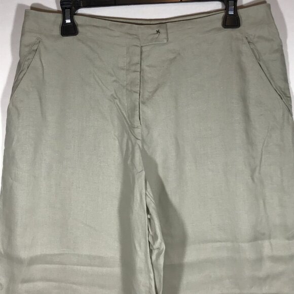 Max Studio Women's 12 Beige 100% Linen Casual Wide Leg Pants - Picture 2 of 12